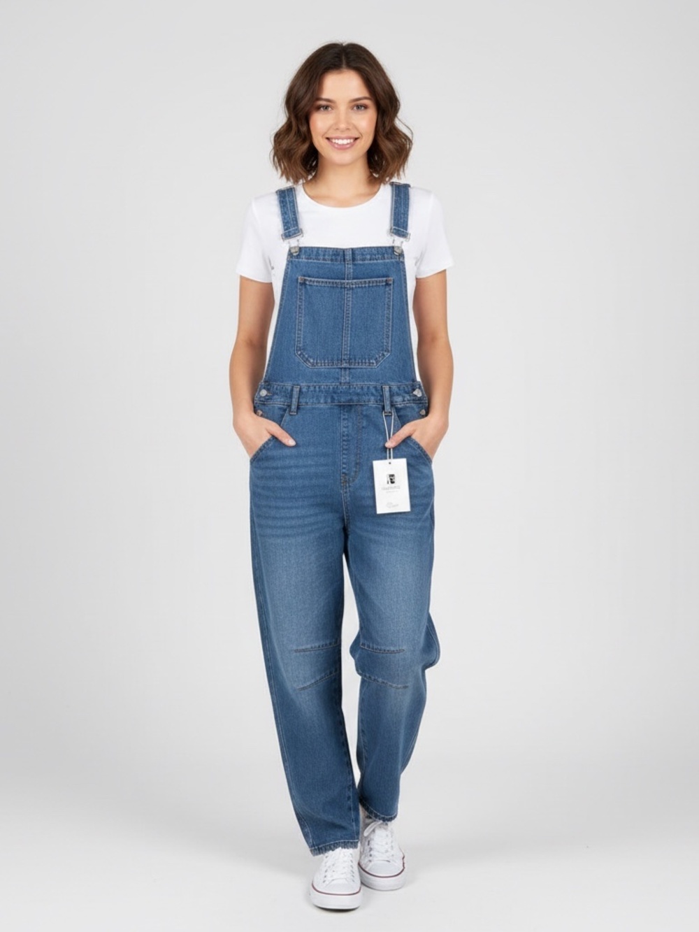 Imily Bela Women's Denim Overalls with Barrel-leg Silhouette